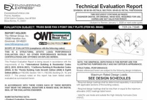 Hillman Group: Truss Base Fan 3 Point Only Plate (Item No. 56646) Technical Evaluation Report 2023 Update