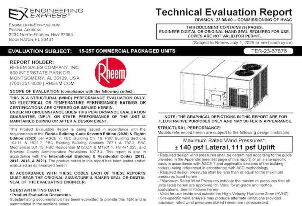 Rheem: 15-25T Commercial Packaged Units
