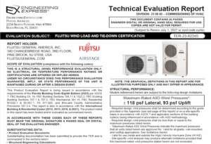 Fujitsu: Wind Load and Tie-Down Technical Evaluation Report