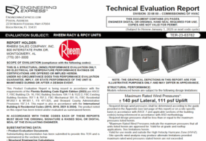 Rheem: RACY and RPCY Units Technical Evaluation Report
