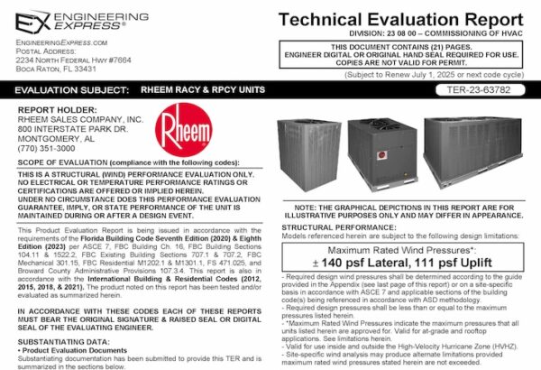 Rheem: RACY and RPCY Units