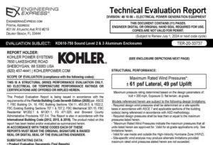 Kohler Power Systems: KD610-750 Sound Level 2 & 3 Aluminum Enclosures (All Certifications)