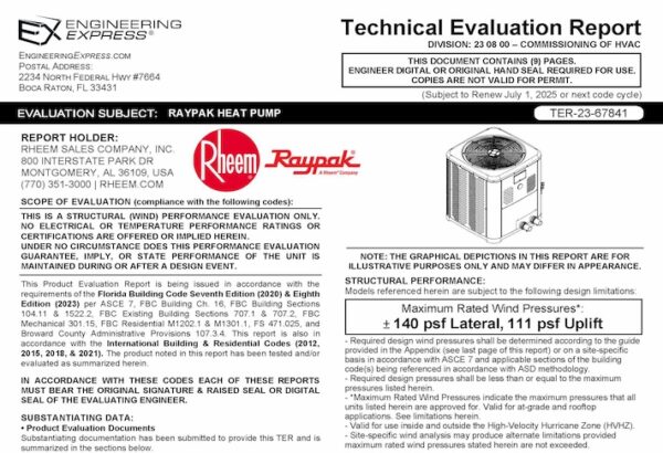 Raypak: Heat Pump 2023 FBC Update