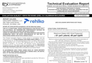 Rehlko: KD610-750 Sound Level 2 And 3 Aluminum Enclosures (All Certifications) Technical Evaluation Report