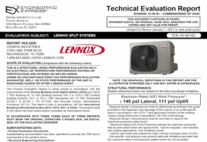 Lennox: Split Systems Technical Evaluation