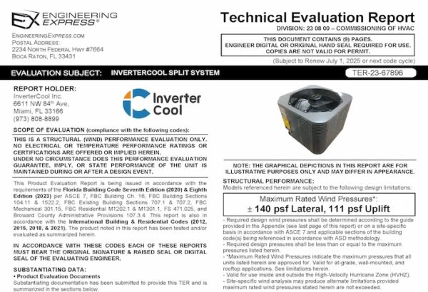 Nemas International: Invertercool Split System Units 2023 FBC Update