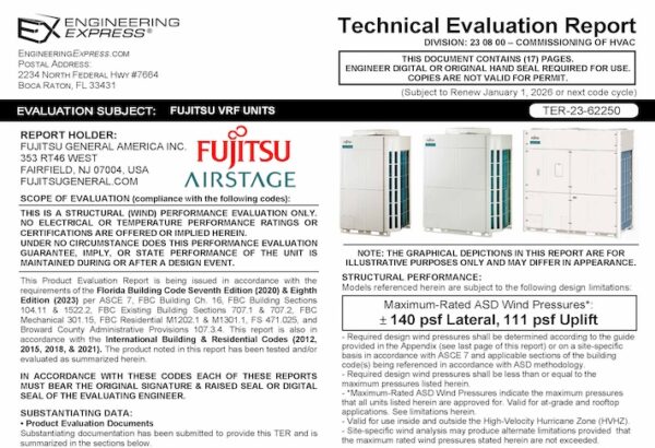 Fujitsu: VRF Units Technical Evaluation Report