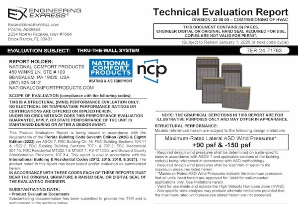 NCP: Thru-the-Wall System Technical Evaluation Report