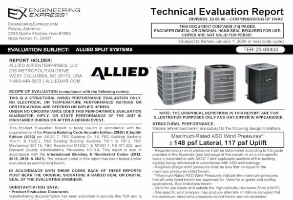 Allier Air: Allied Split System Technical Evaluation Report 2023 Update