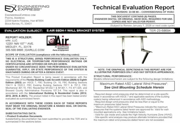 eAir: SBDH-1 Wall Bracket System Technical Evaluation Report