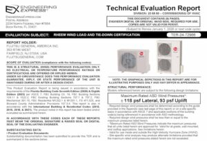 Rheem: Wind Load And Tie-Down Certification