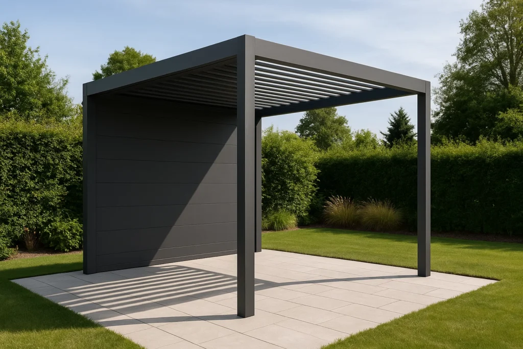 pergola one side closed