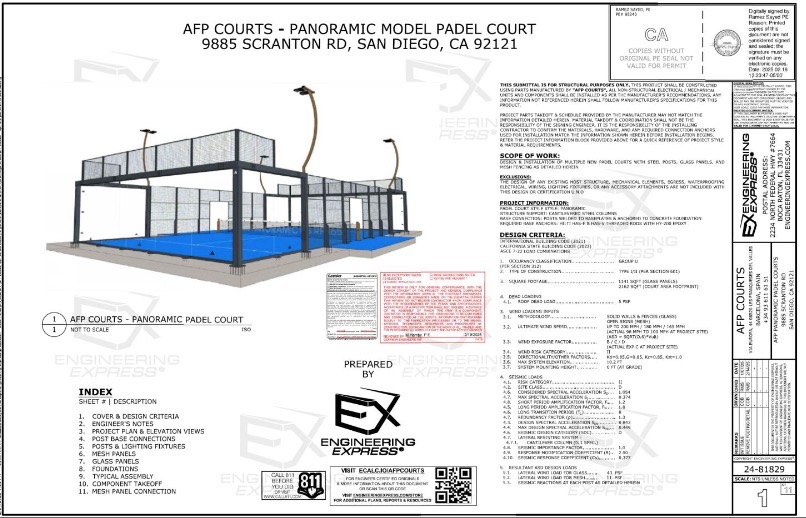engineering express padel courts permit documents