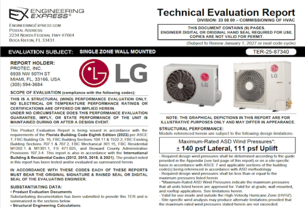 LG: Single Zone Wall Mounted Units Technical Evaluation Report