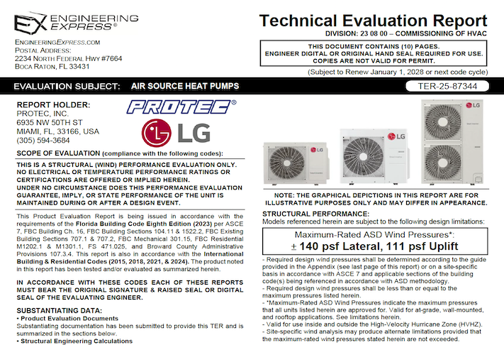 LG: Air Source Heat Pump Units Technical Evaluation Report