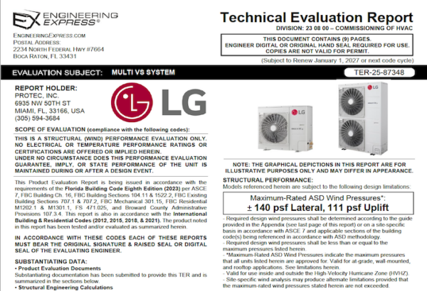 LG: Multi VS System Units Technical Evaluation Report