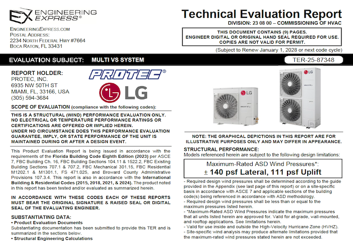 LG: Multi VS System Units Technical Evaluation Report