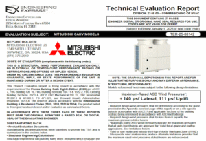 Mitsubishi Electric: CAHV-R136YAU(-BS) Units Technical Evaluation