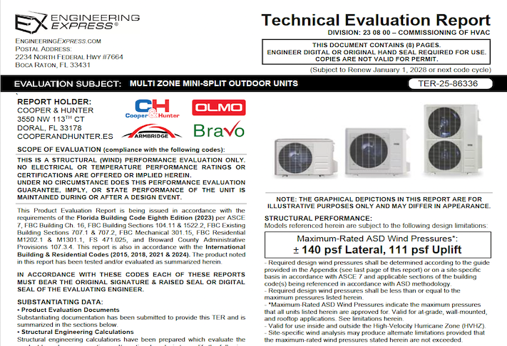 Cooper & Hunter: Multi Zone Mini-Split Outdoor Units Technical Evaluation Report