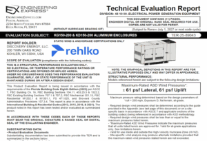 Rehlko: KG150-200 & KD150-200 Enclosures (Static-Anchorage) Technical Evaluation
