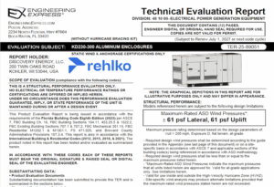 Rehlko: KD230-300 Enclosures (Static-Anchorage) Technical Evaluation