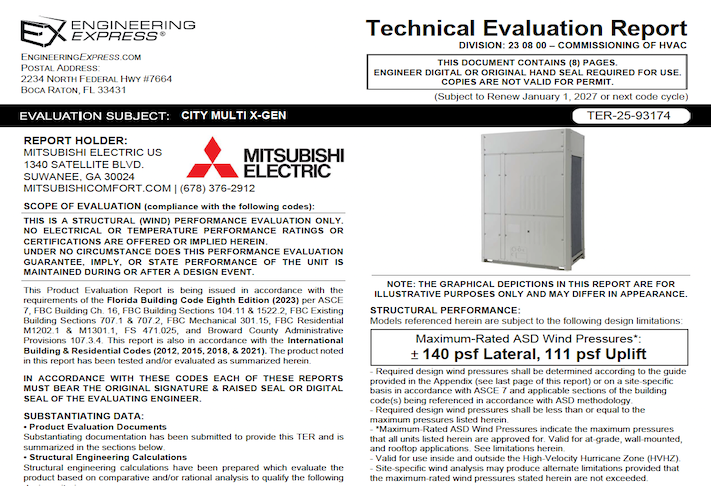 Mitsubishi Electric: City Multi X-Gen Units Technical Evaluation Report
