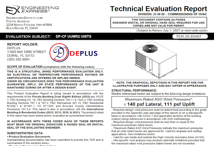 Deplus: DP-CF UUMR2 Units Technical Evaluation Report