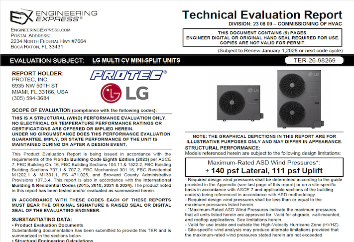LG: Multi CV Mini-Split Units Technical Evaluation Report