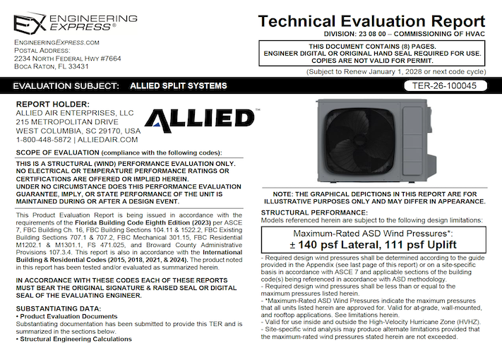 Allied: Allied Split Systems Technical Evaluation Report